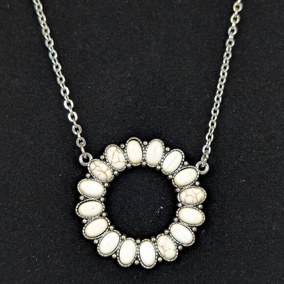 Plunder White Stone Cut Out Pendant Necklace - Picture 3 of 6